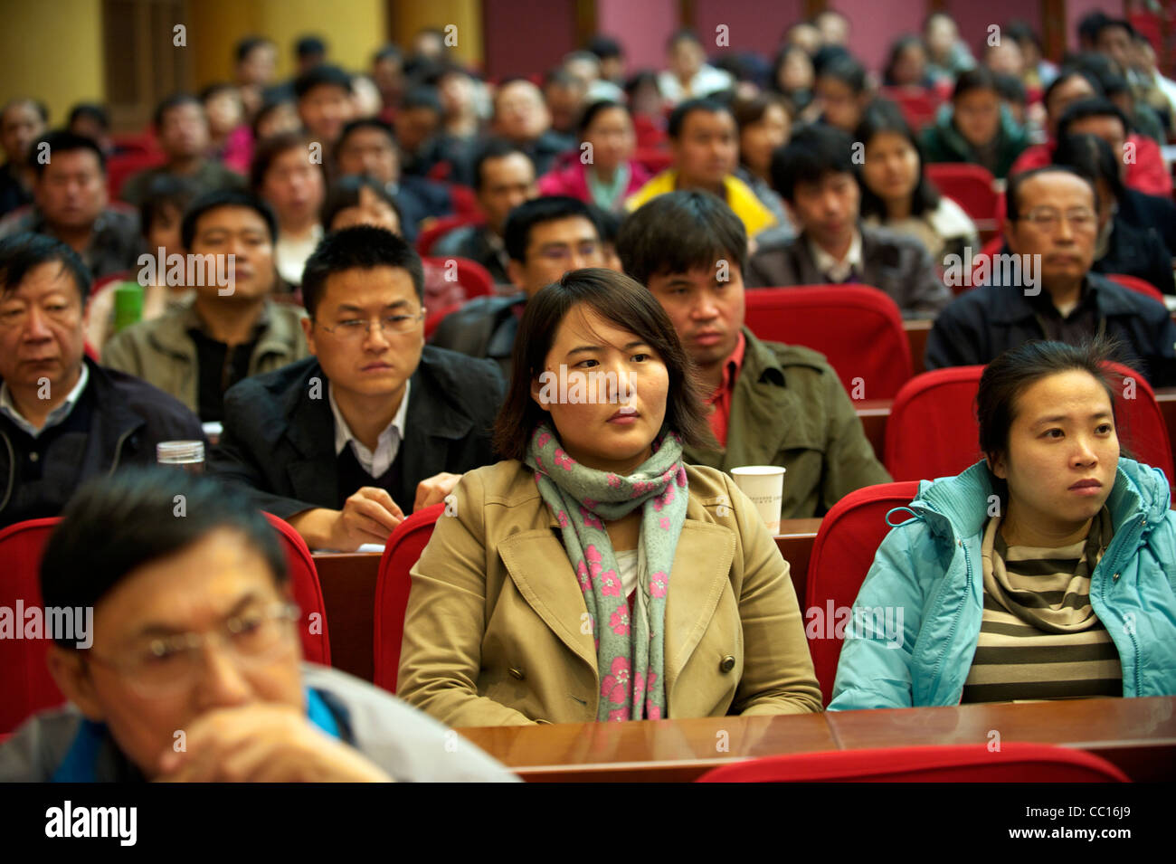 Cadre students attend a lecture in Beijing Communist Party School in Beijing, China. 21-Nov-2011 Stock Photo