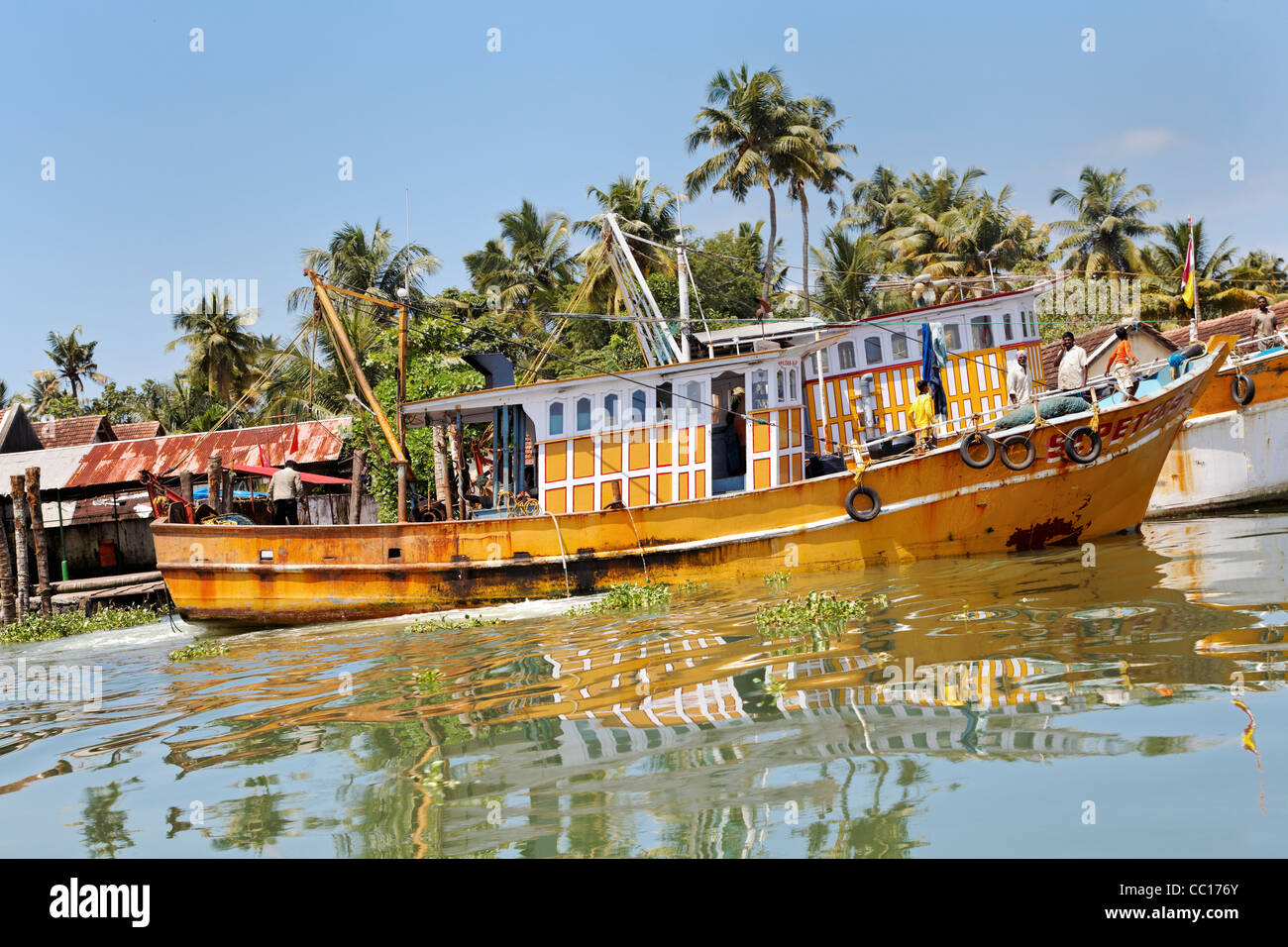Coconut Palm Shoreline And Relatively Clear Blue Sky Editorial Hi res 