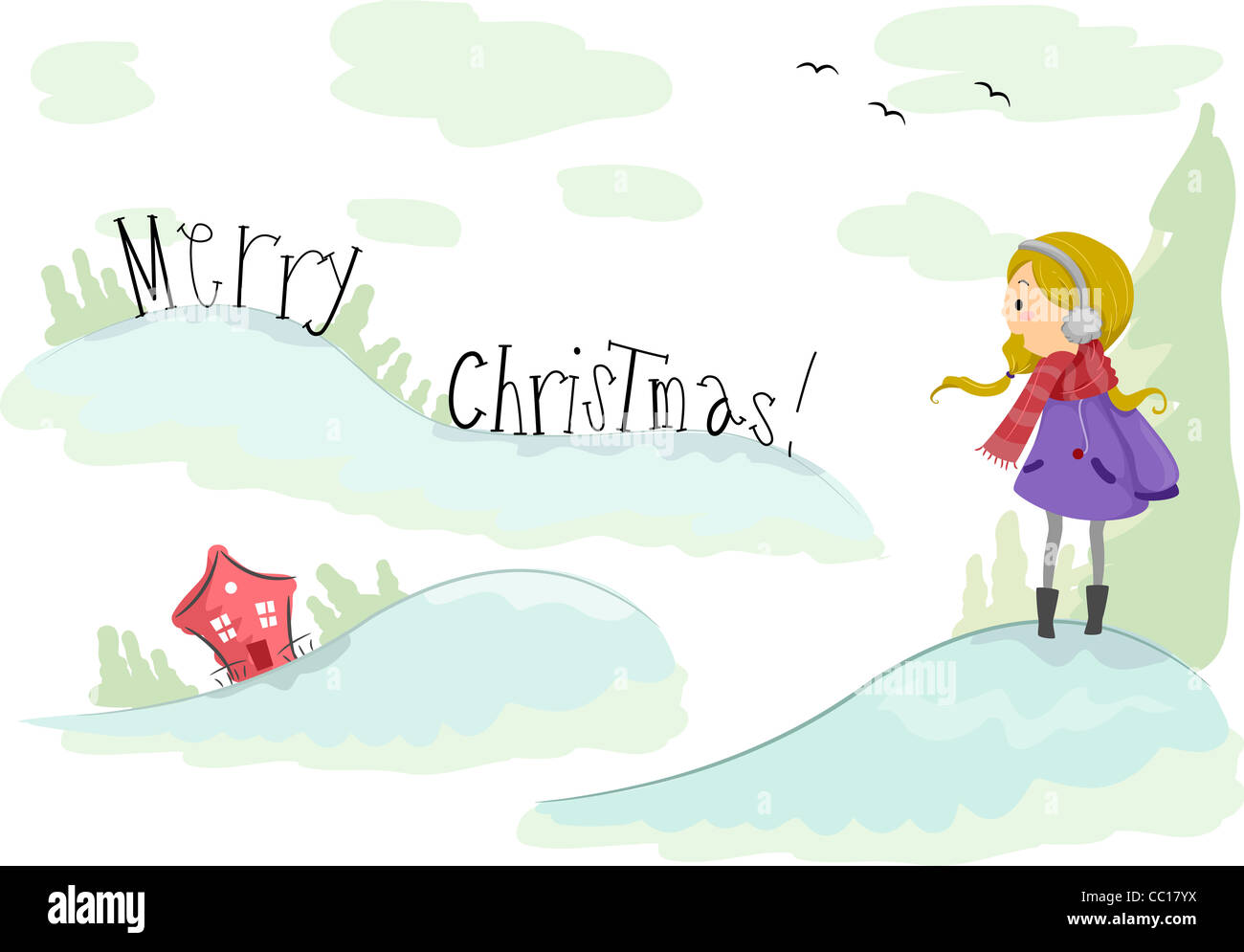Illustration of a Stickman Reading Christmas Greetings Stock Photo - Alamy