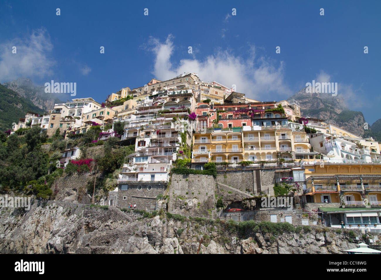 Clifftop town Positano Amalfi Coast Italy Stock Photo
