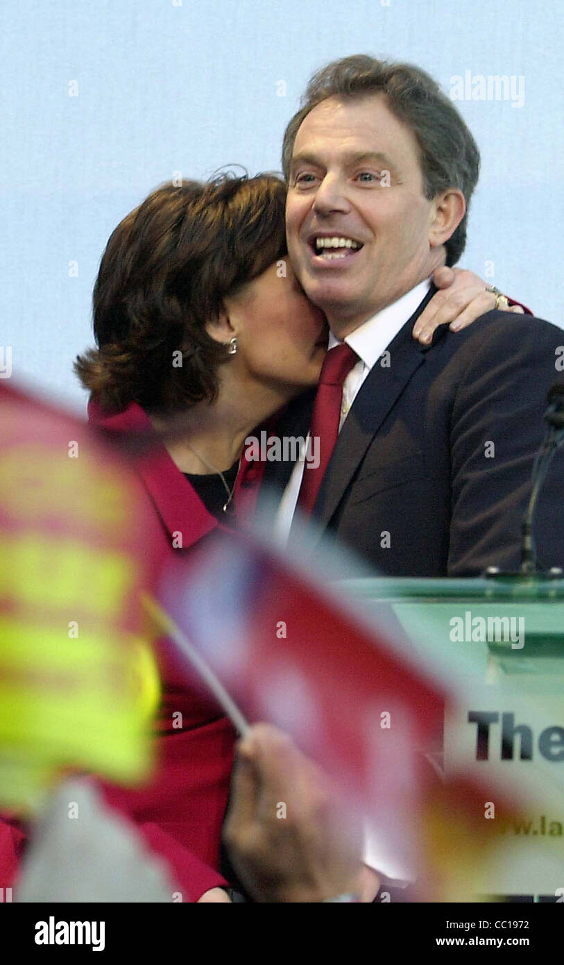 The Blairs Tony and Cherie on the morning of the labour victory in 2001 Stock Photo