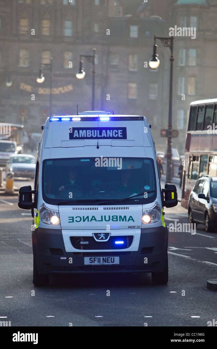 Ambulance responding to emergency call Edinburgh  Scotland UK Stock Photo