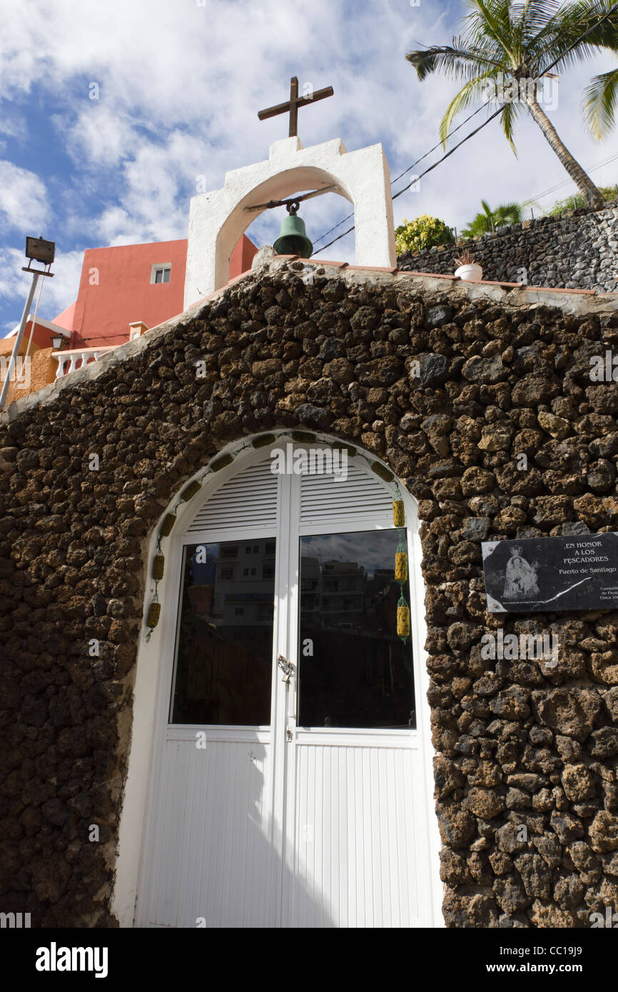 Puerto de Santiago, Tenerife - harbour. The fishermen's chapel. Stock Photo