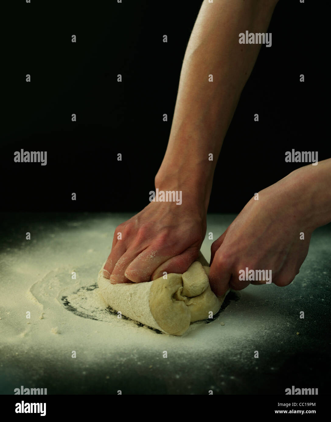 making pizza dough kneading Stock Photo Alamy