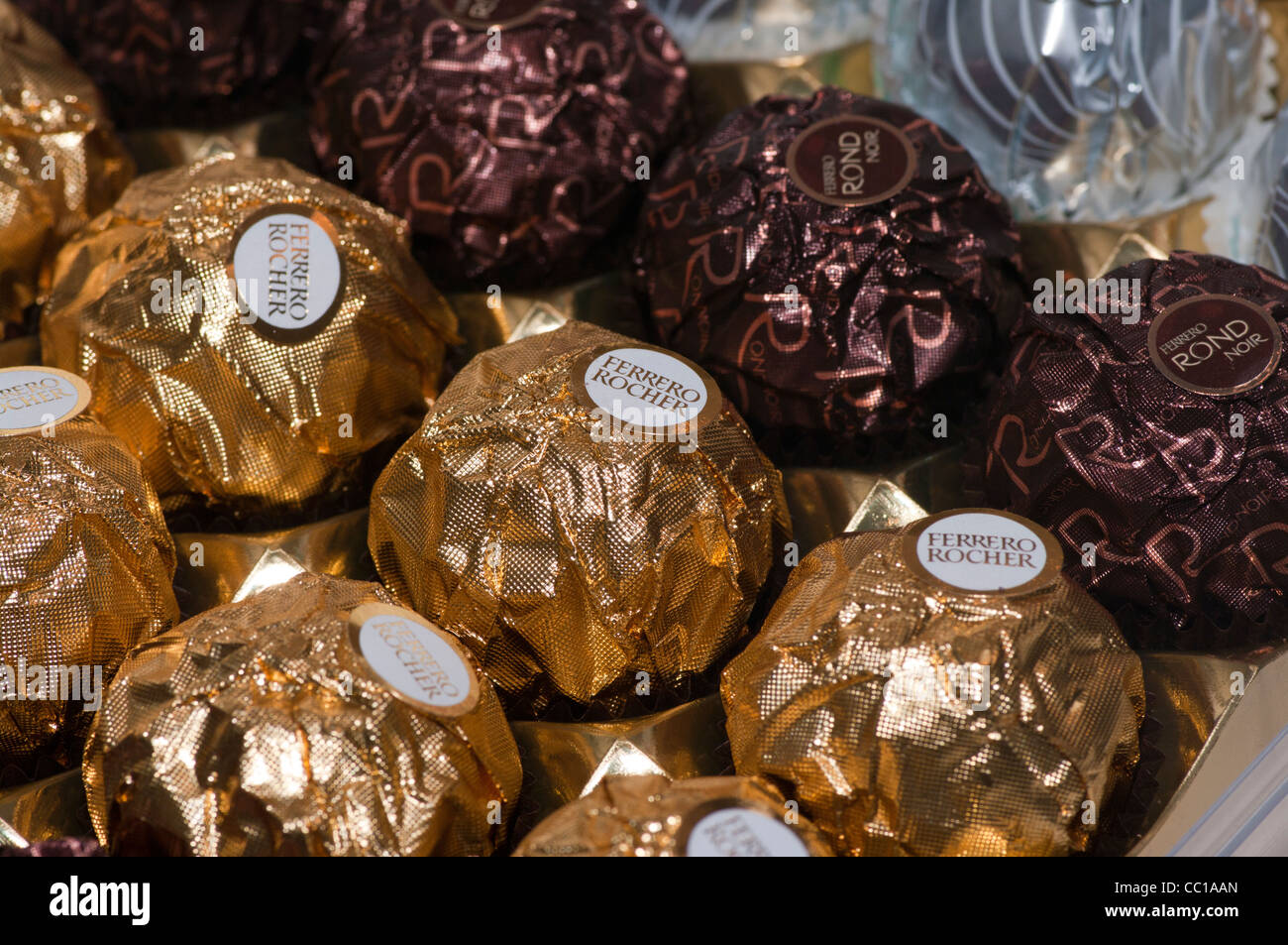Box Of Ferrero Rocher Chocolate Collection (Focus on centre sweets Stock  Photo - Alamy