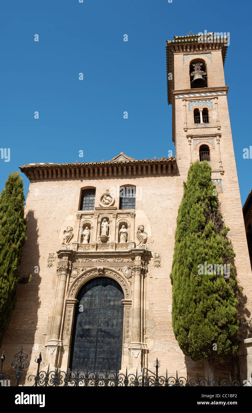 San Gil y Santa Ana Church in Granada. This church was built in 1501 in Mudejar style in place of the mosque of Almanzra. Stock Photo