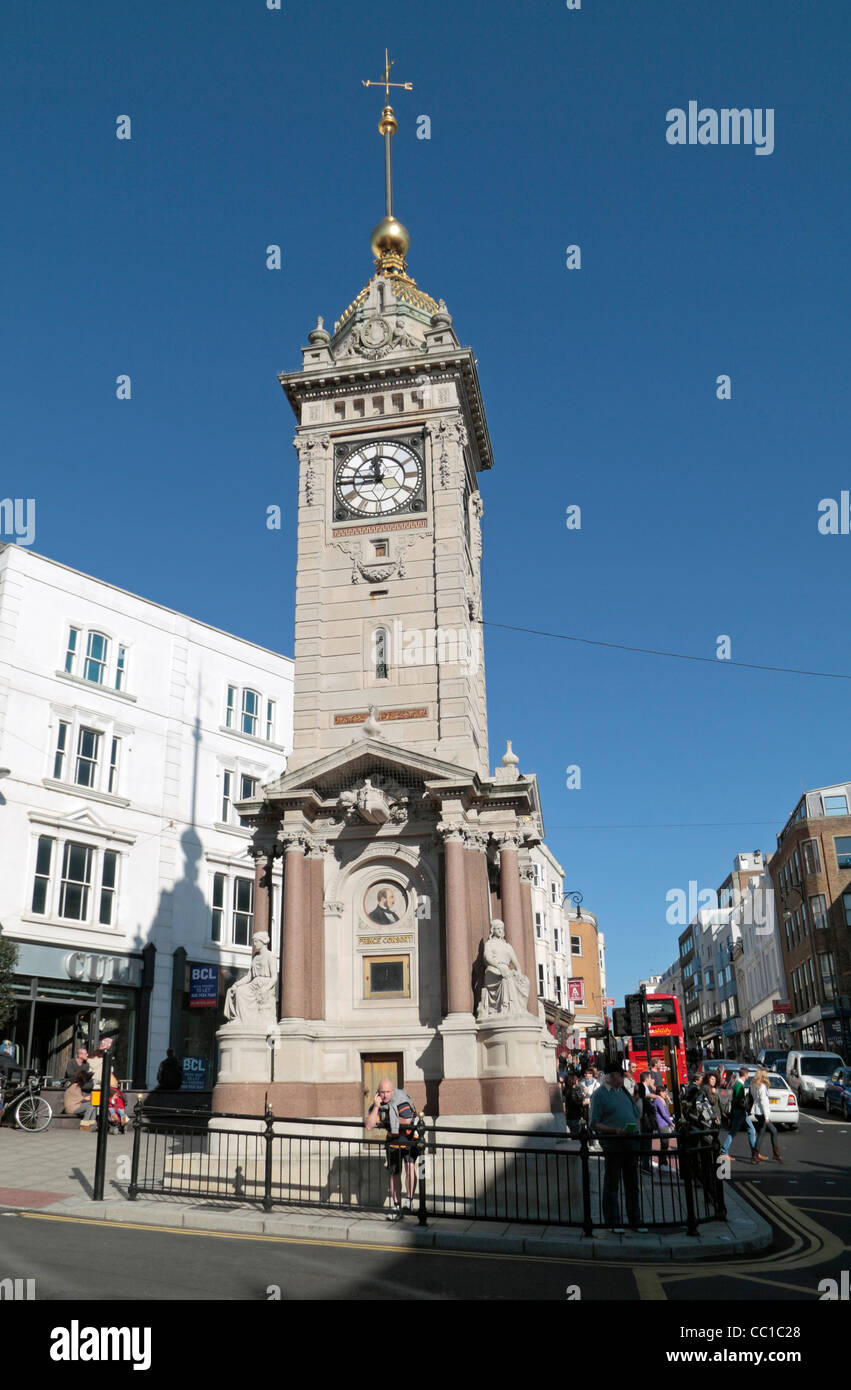 The Clock Tower (sometimes called the Jubilee Clock Tower) in the centre of Brighton, East Sussex, UK. Stock Photo