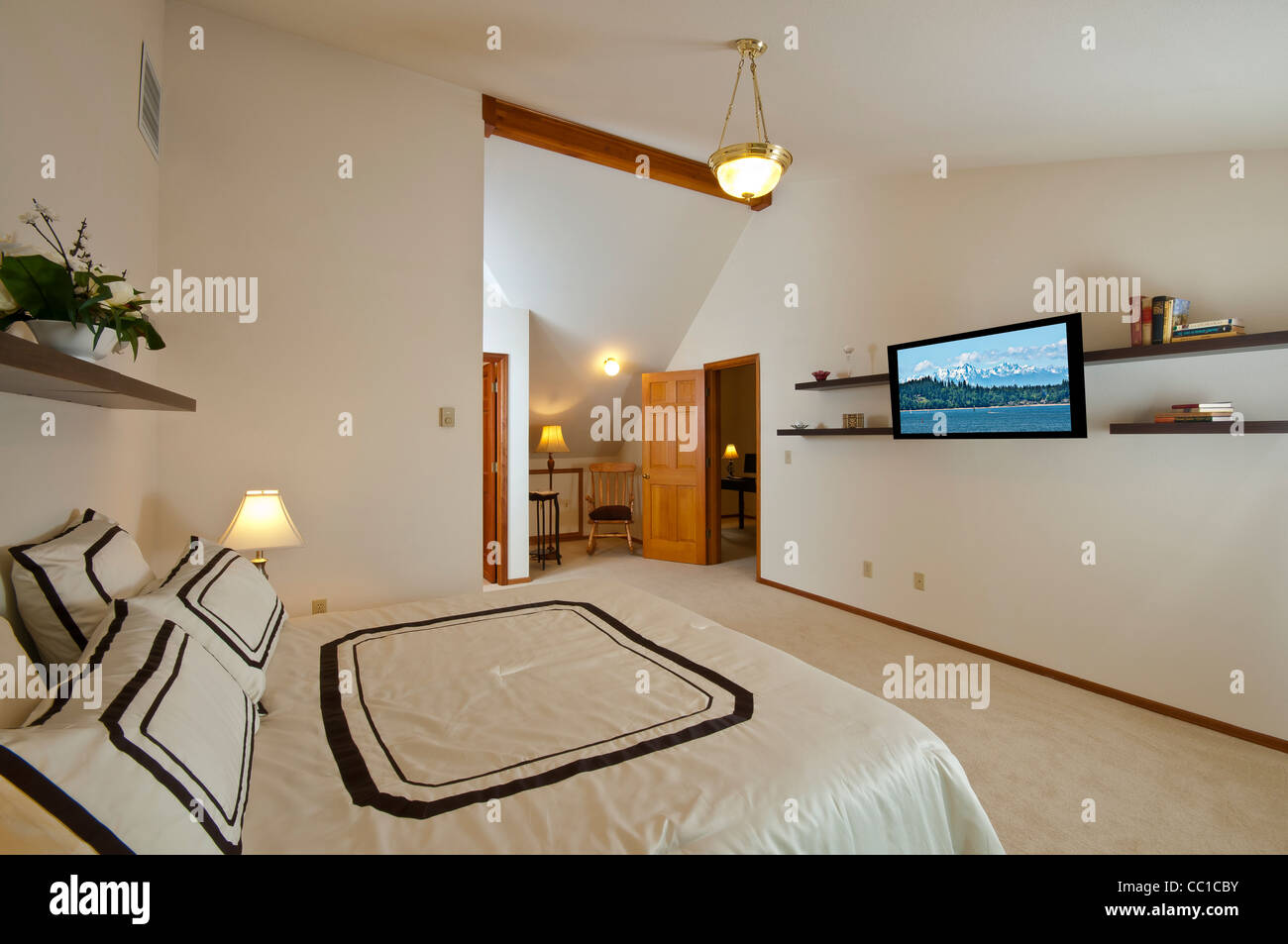 Master Bedroom In Luxury House Showing Reading Area And