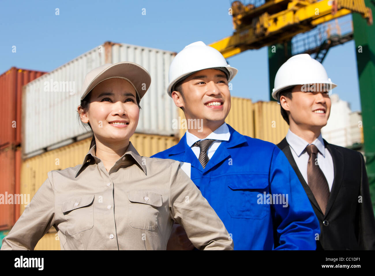 shipping industry professionals in a row Stock Photo