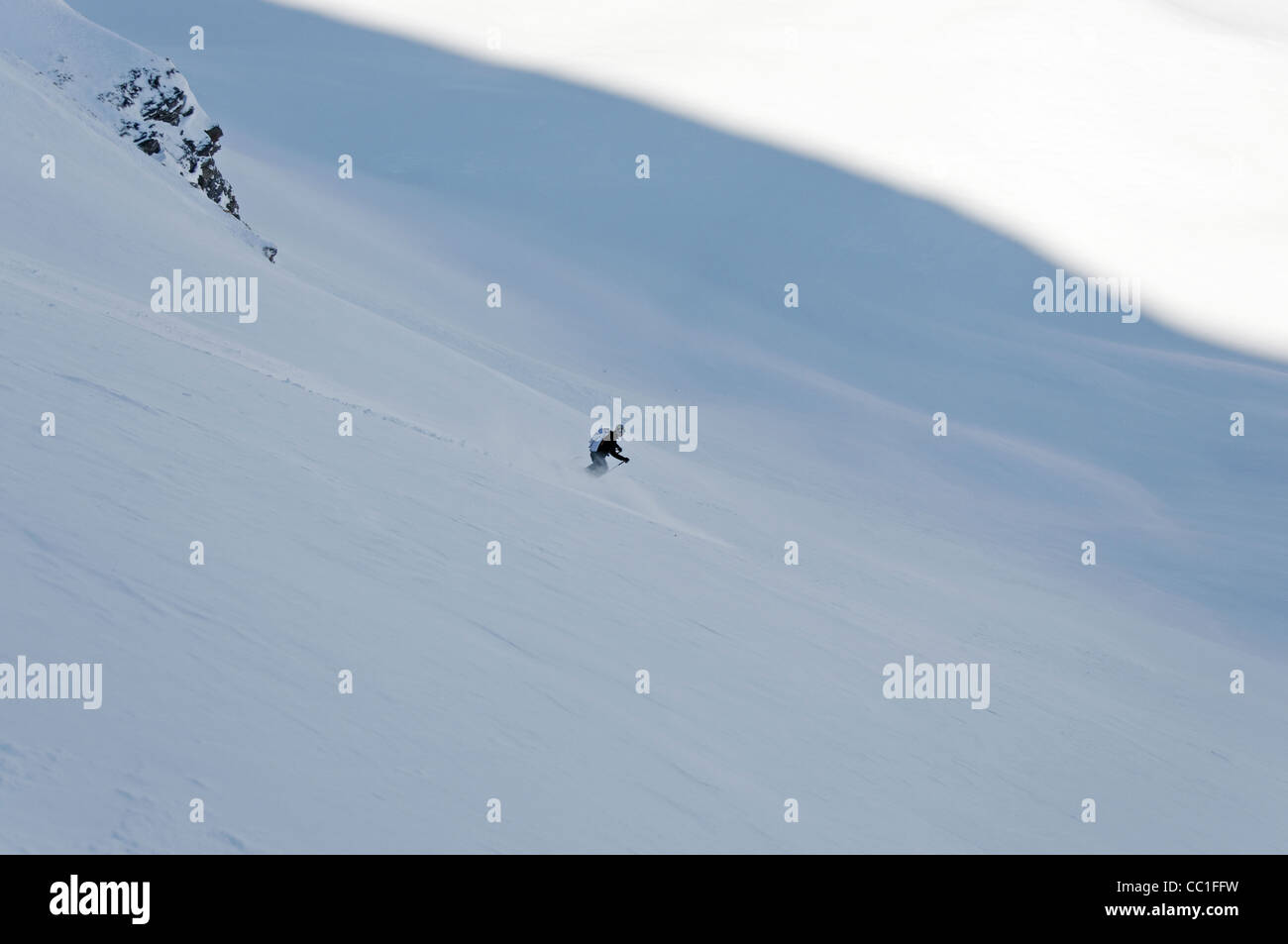 Ski descent from the Palanche de la Creta Valais Switzerland Stock Photo