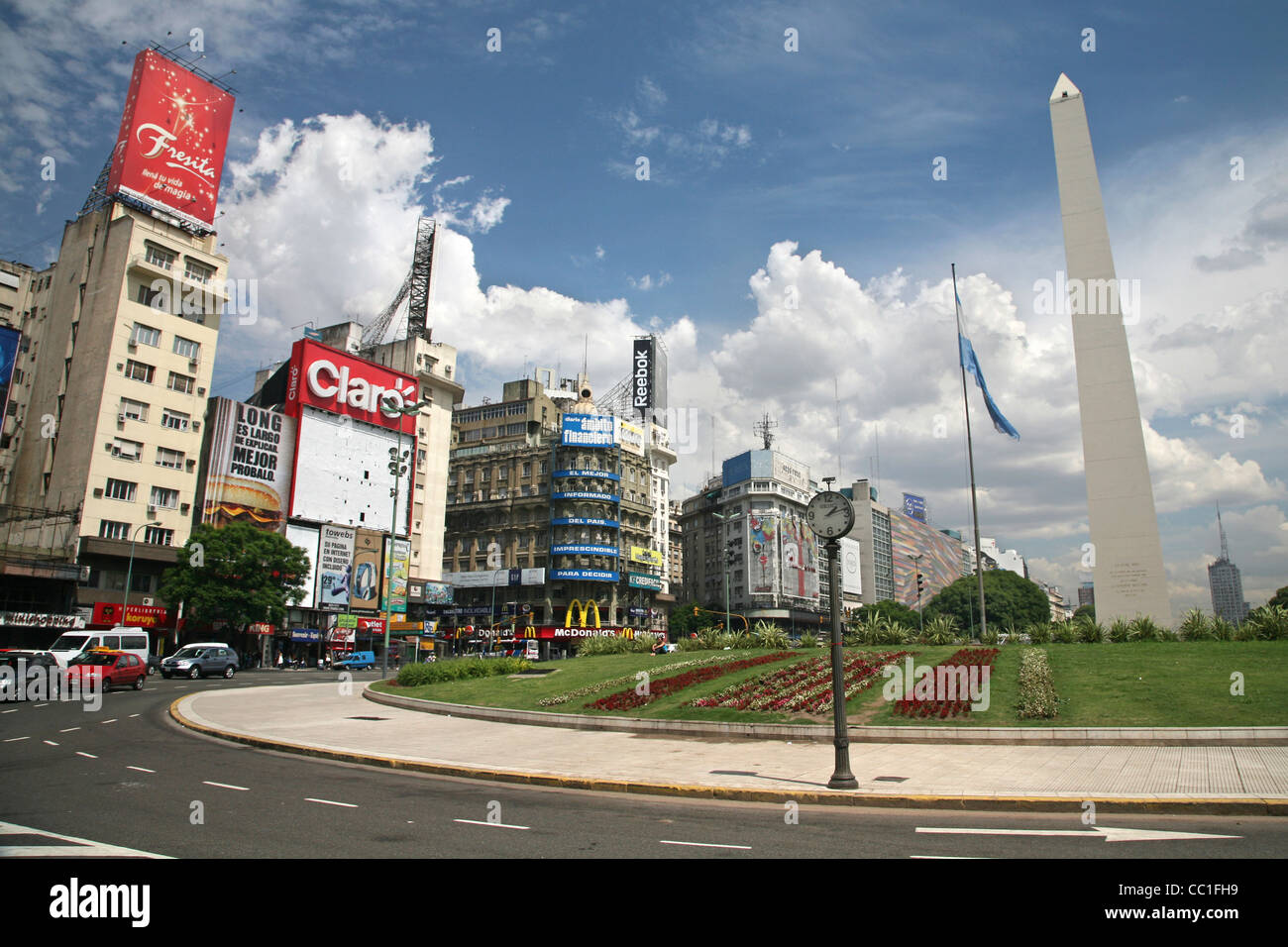 Plaza de la República and the Obelisk of Buenos Aires, Argentina Stock Photo