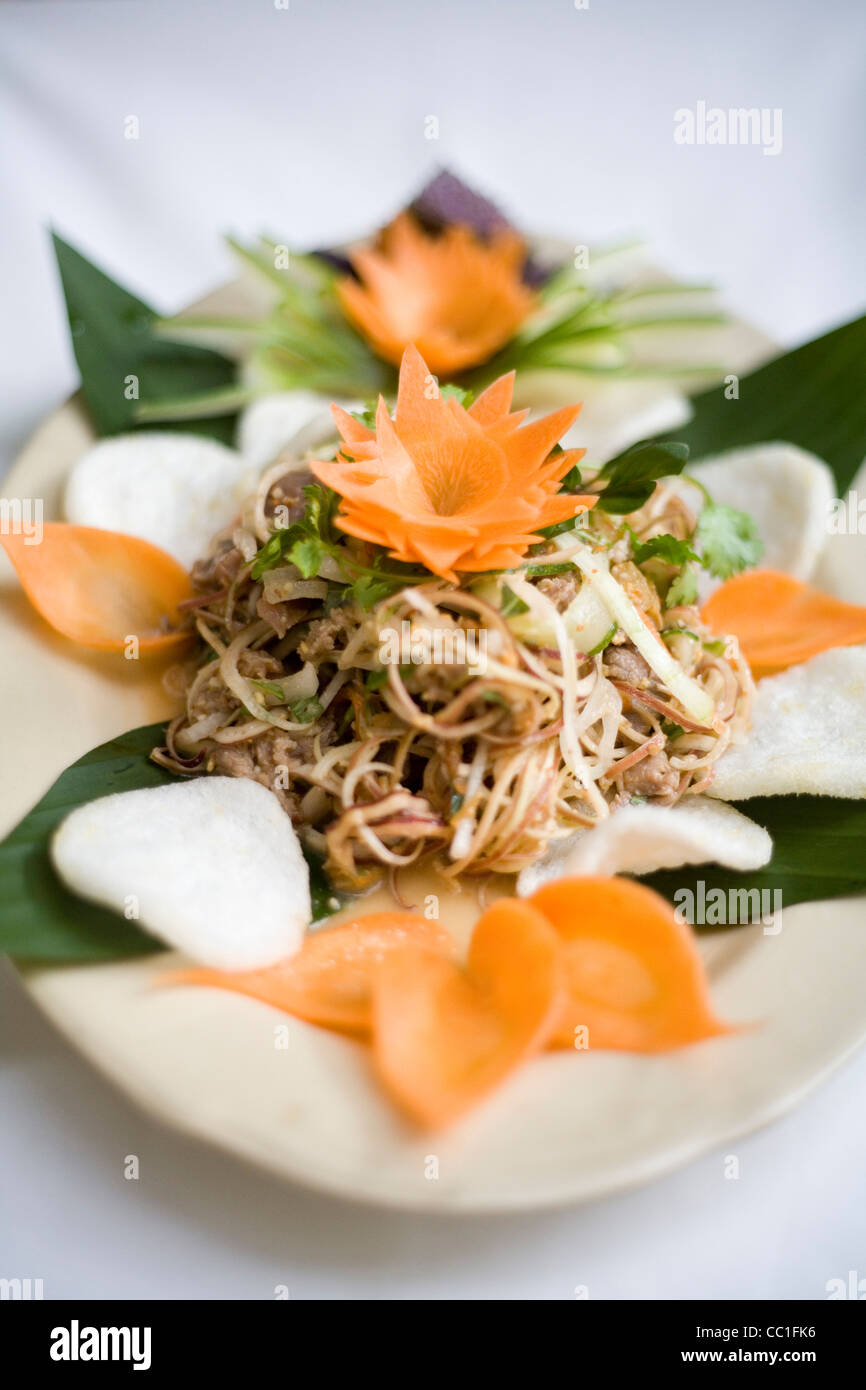 A dish of Banana Flower salad with beef at the Indochine Restaurant, Hanoi, Vietnam Stock Photo