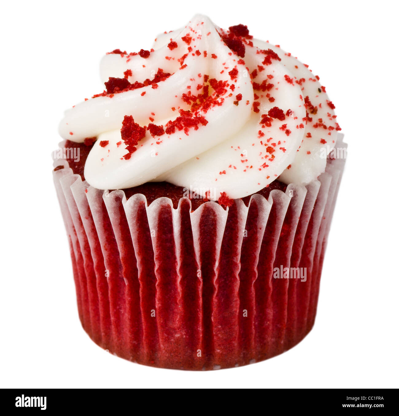 A Single Red Velvet Cupcake on White (Isolated Stock Photo Alamy