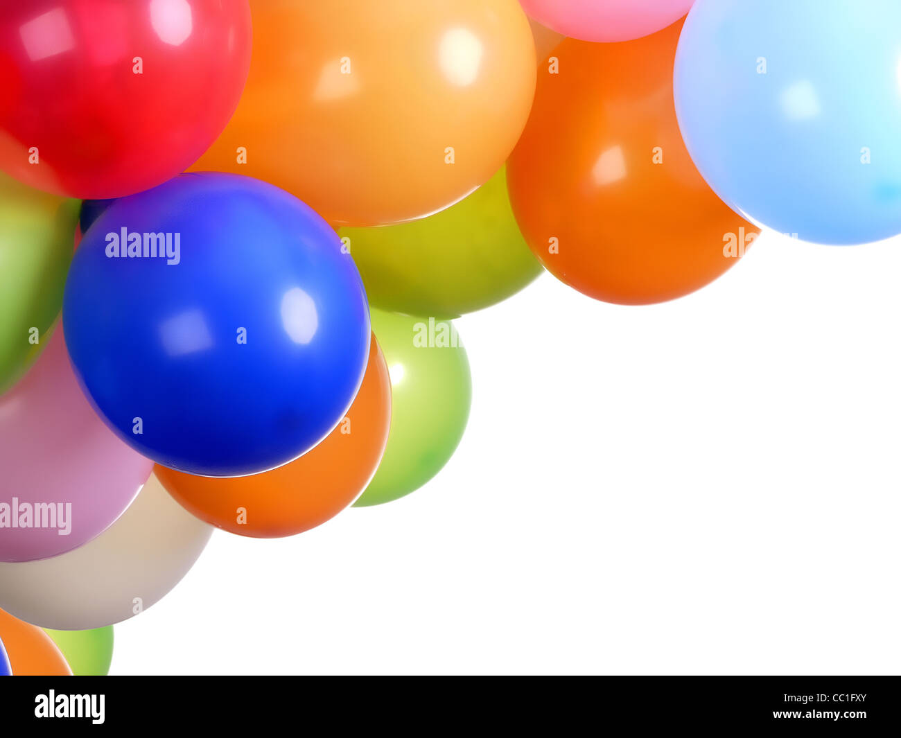 Colorful party balloons with white copy space Stock Photo