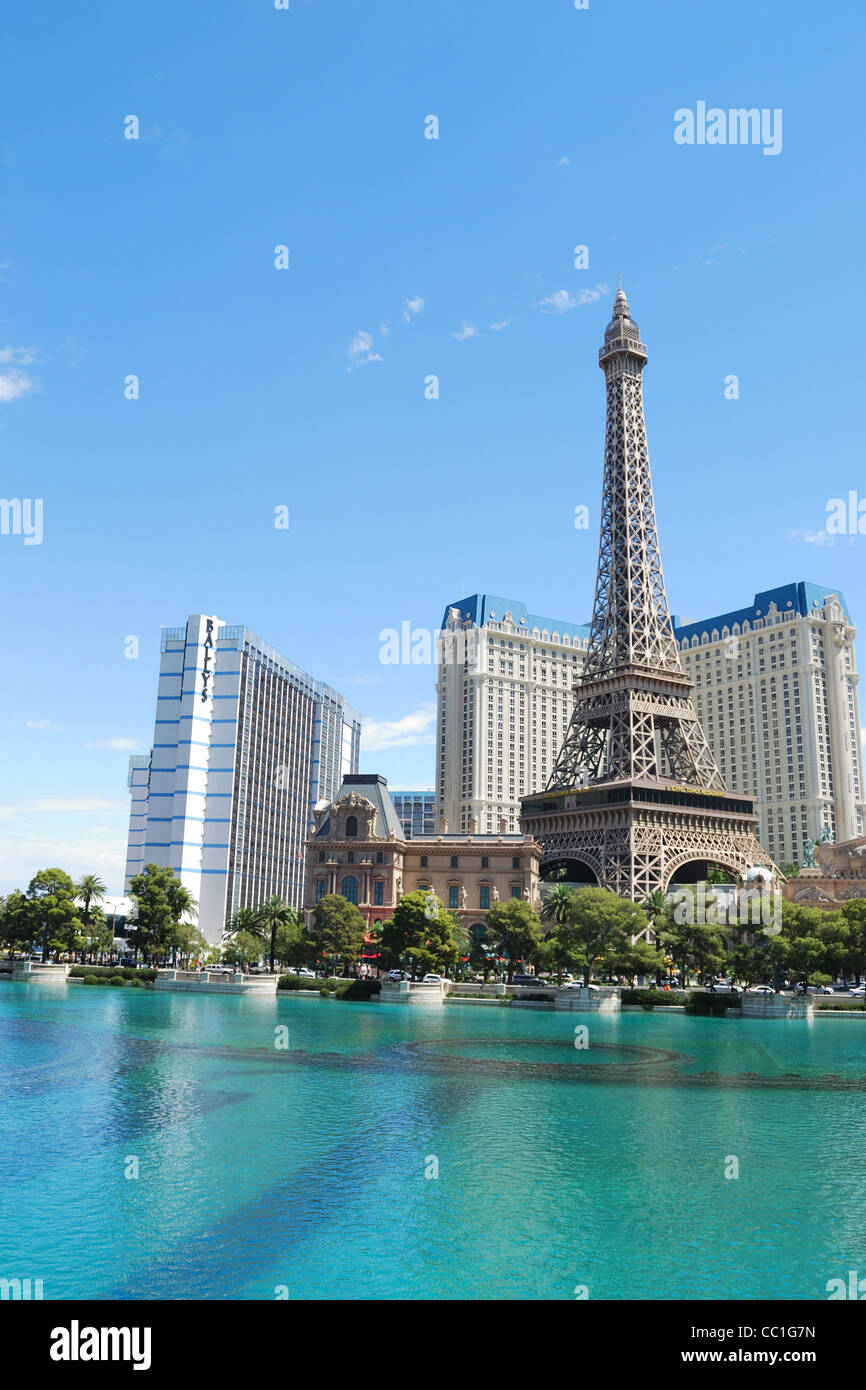 Typical portrait view of the Las Vegas Strip and Eiffel tower restaurant  Stock Photo - Alamy