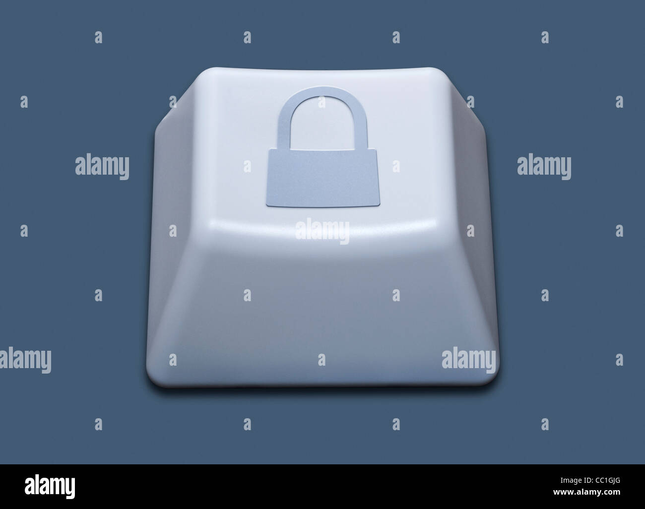 Internet Security concept. Isolated Computer Key With a padlock symbol on it. Stock Photo