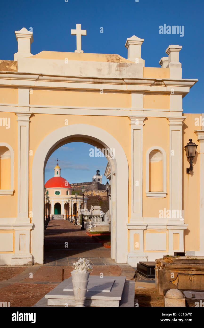Gateway in the historic Santa Maria Magdalena de Pazzis Cemetery in old town San Juan Puerto Rico Stock Photo
