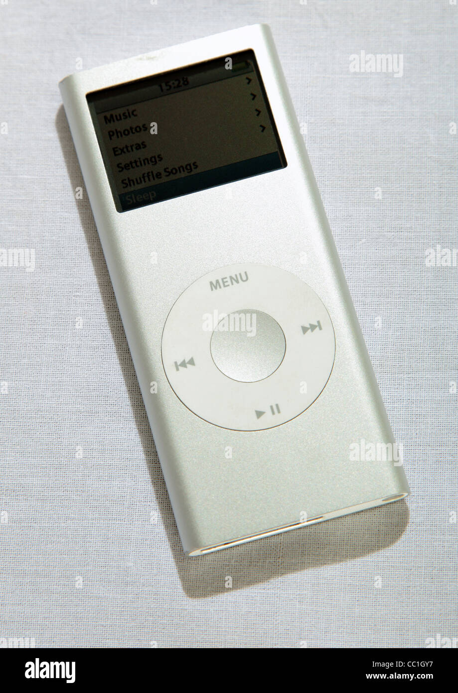 old version of silver apple ipod nano 4gb on white background Stock Photo