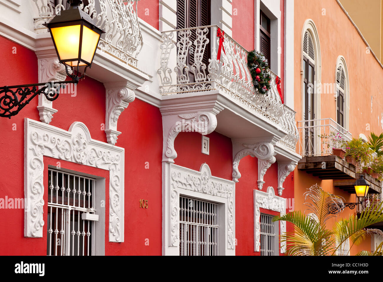 Colorful buildings in old town San Juan Puerto Rico Stock Photo