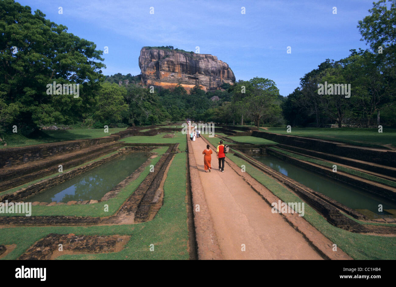Water gardens of Sigiriya Lion's rock fortress, Sri Lanka Stock Photo