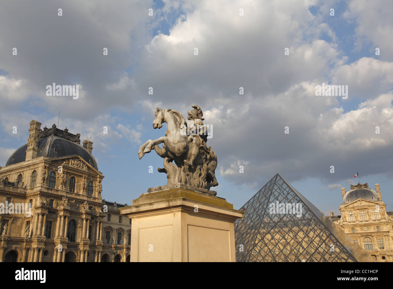 The equestrian statue of Louis XIV, Place du Carrousel, Paris, France Stock Photo