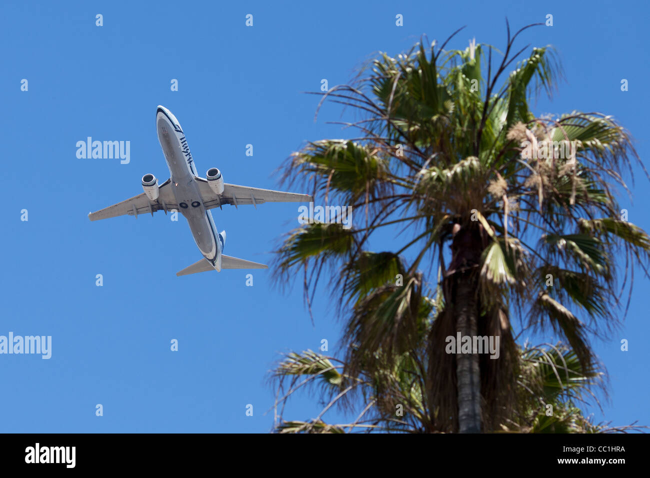 Alaska Airlines aeroplane takes off from Los Angeles airport in California Stock Photo