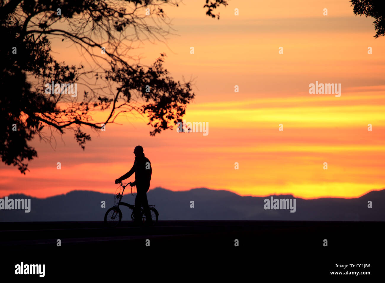 People walking along the front sea in sunset in Nice city, France Stock Photo