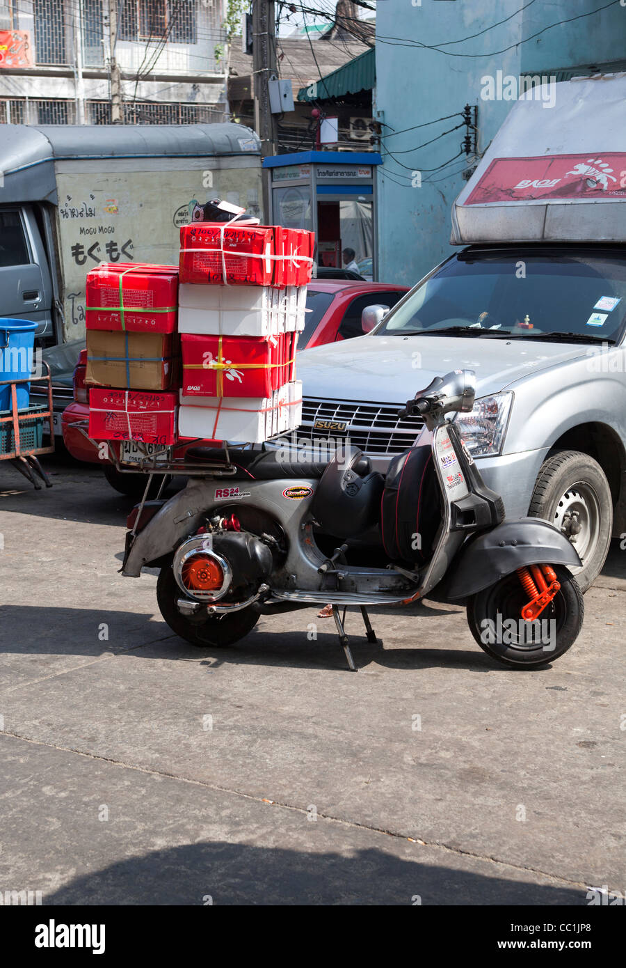 Vespa Scooter used as Delivery Vehicle Chinatown Bangkok Thailand Stock ...