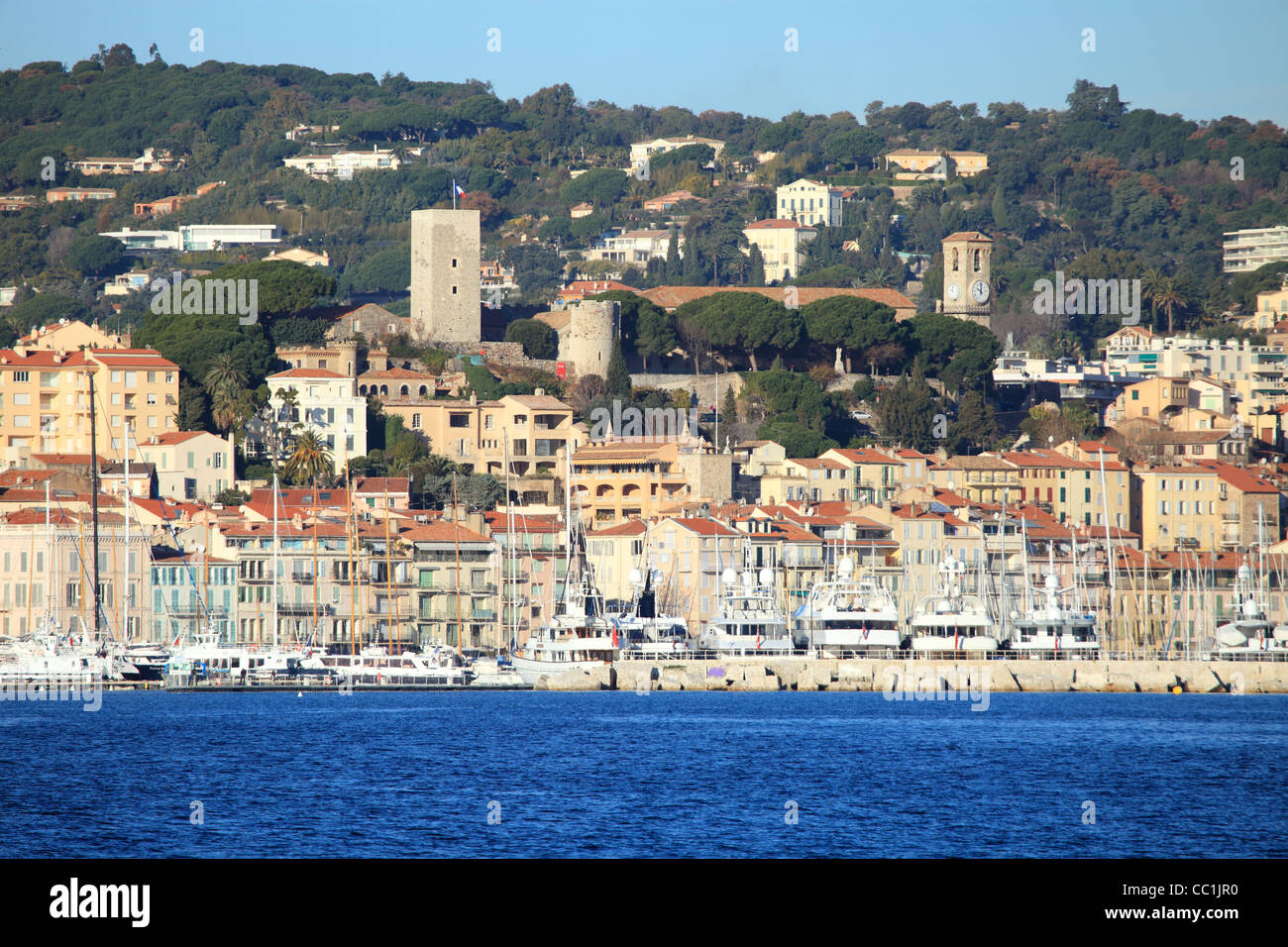 The city of Cannes and the old district called Le Suquet Stock Photo
