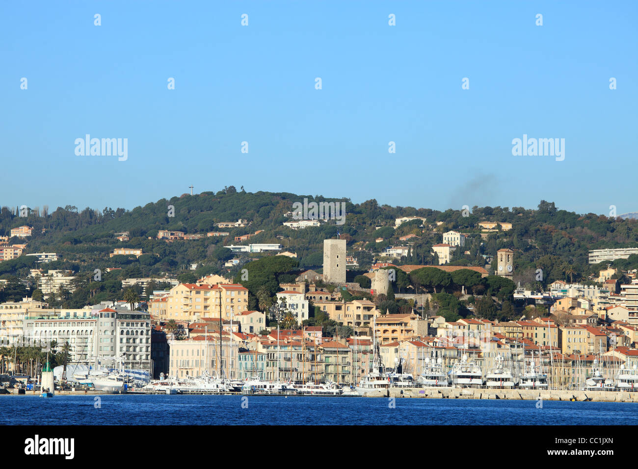 The city of Cannes and the Suquet district Stock Photo