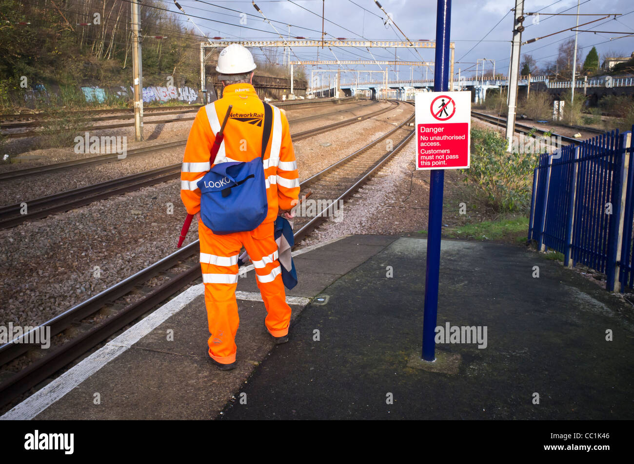 Network Rail railway worker Stock Photo