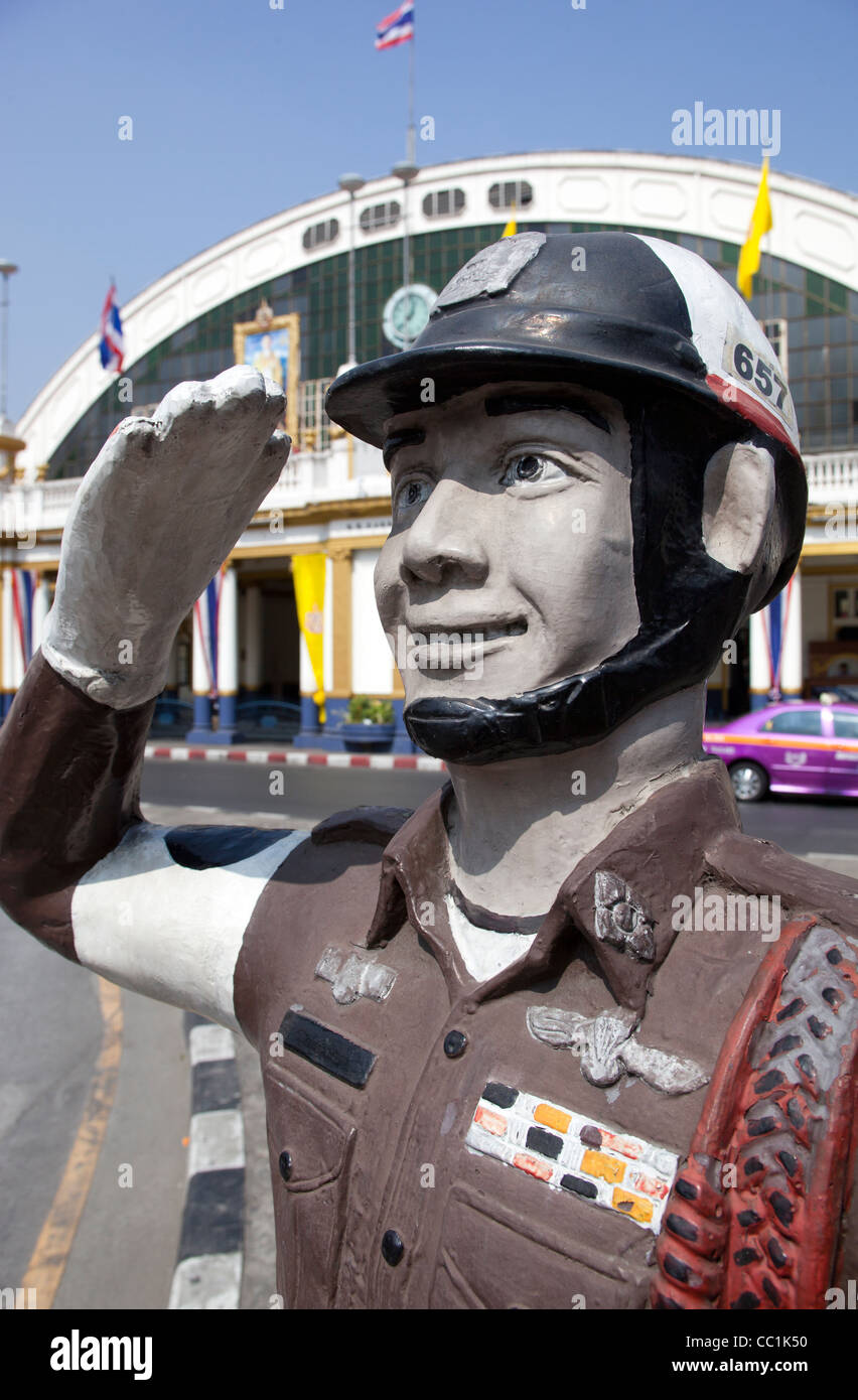 Dummy Traffic Policeman outside Bangkok Railway Station Stock Photo