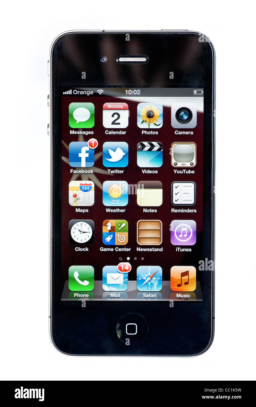 Home Screen On An Apple Iphone 4 Smartphone Stock Photo Alamy