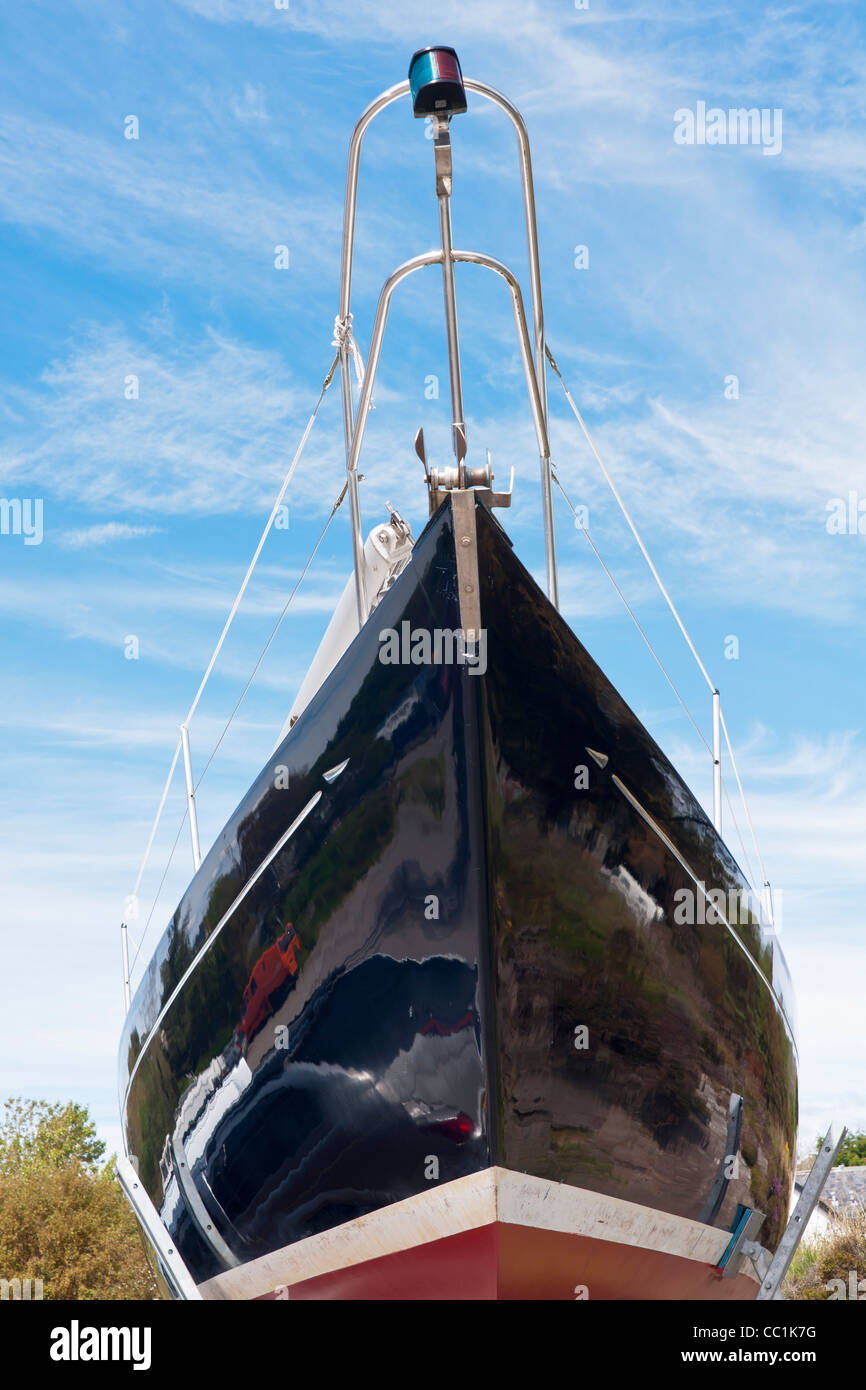 Yacht, Hull varnish, polish, reflections Stock Photo Alamy