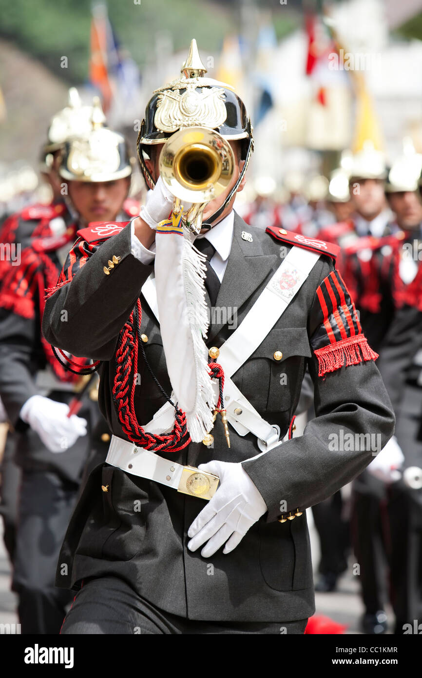 Military Orchestra Marching On The Streets Stock Photo