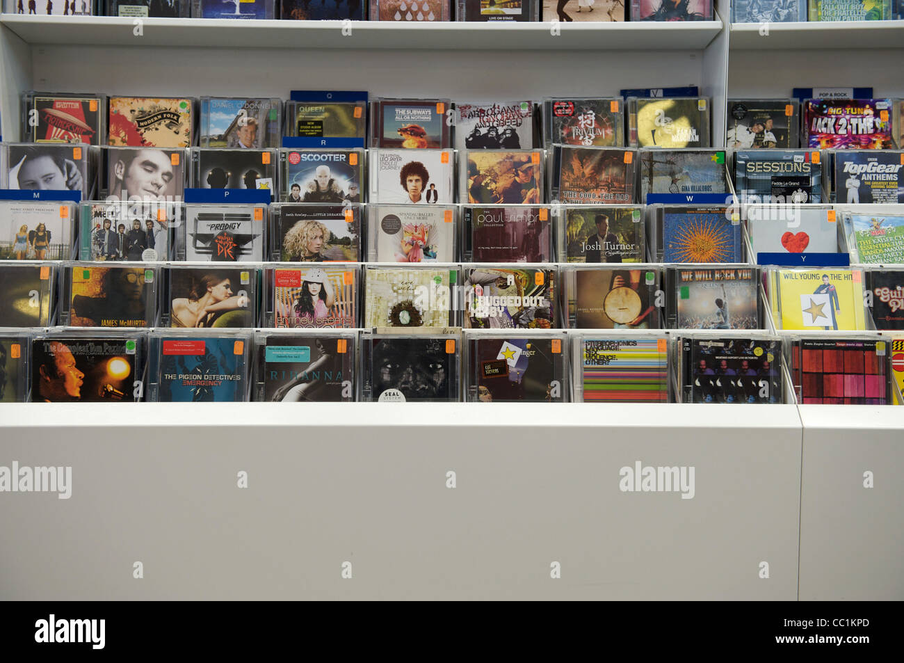 Rack of music CDs in a library Stock Photo