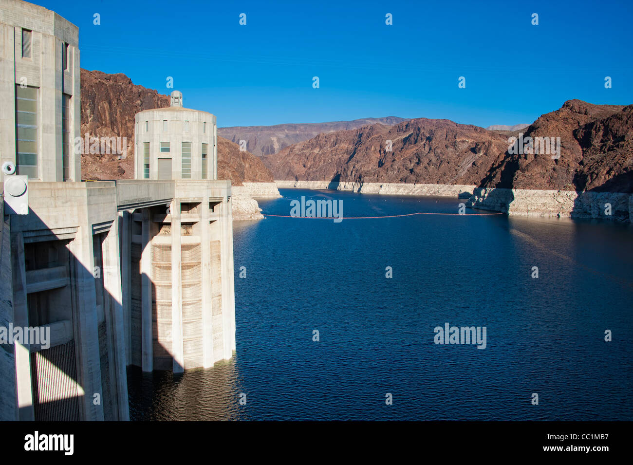 Hoover Dam and Lake Mead near Boulder City, Nevada Stock Photo