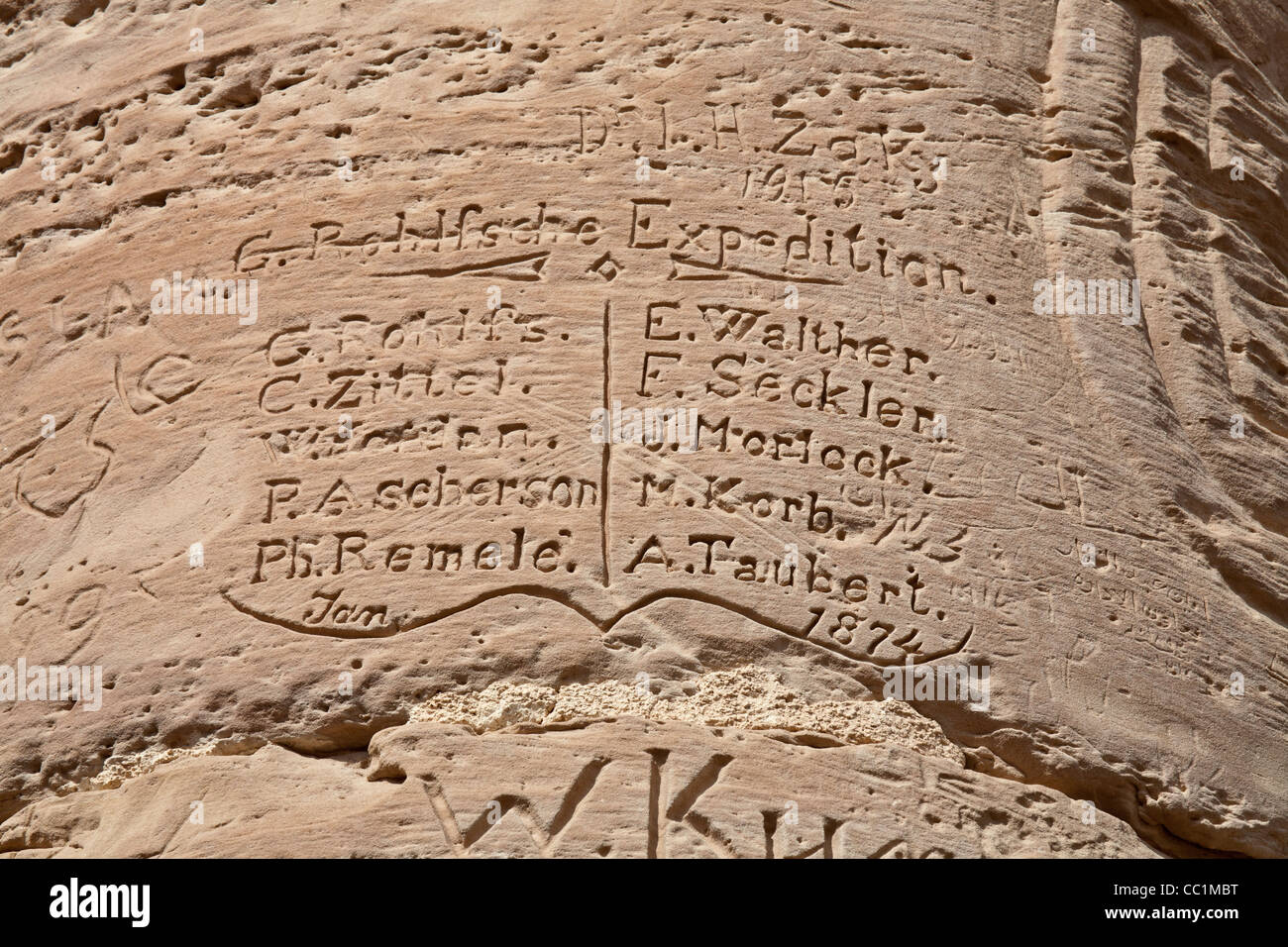 Gerhard Rohlfs expedition graffiti on pillar at the Roman Temple 