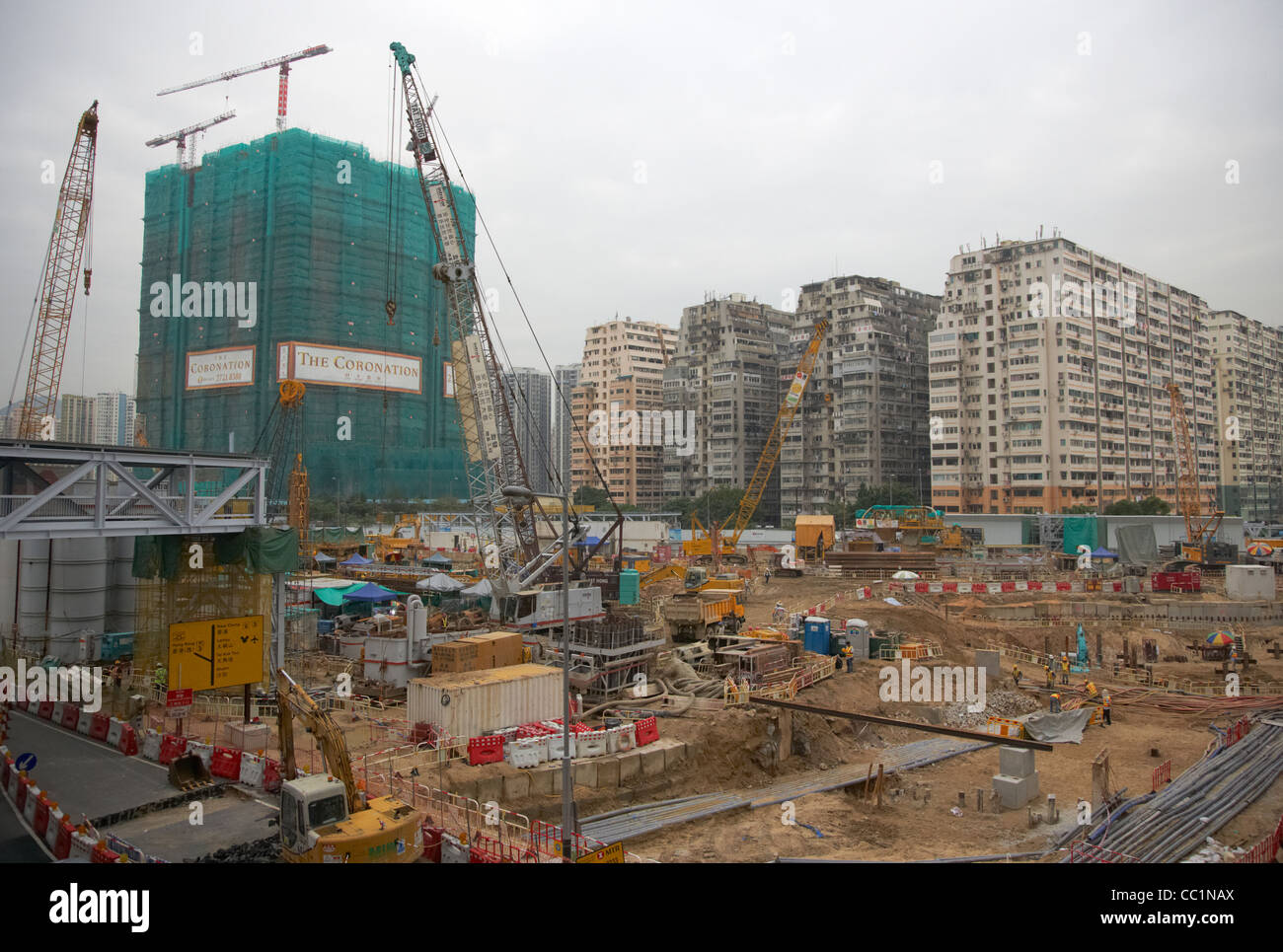 new building site and the coronation development under construction on reclaimed land in west kowloon hong kong hksar china asia Stock Photo