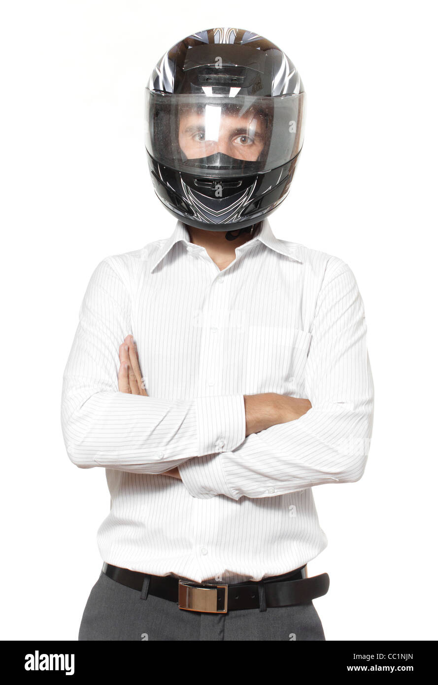 A young formal man wearing a helmet Stock Photo Alamy