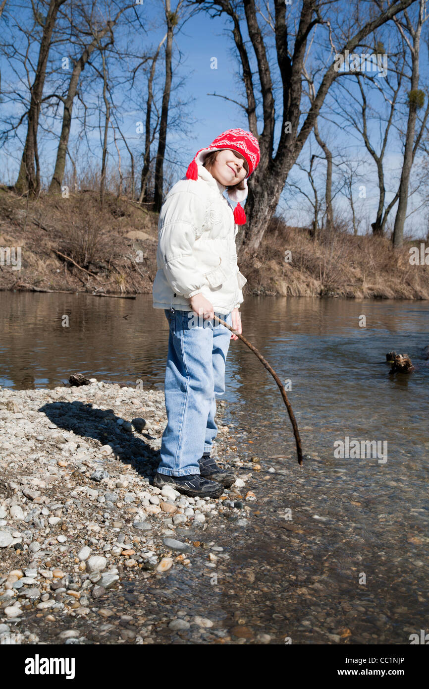 little girl by river Stock Photo - Alamy