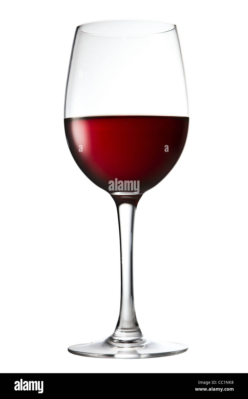Still-life with the red wine glass on a white Stock Photo