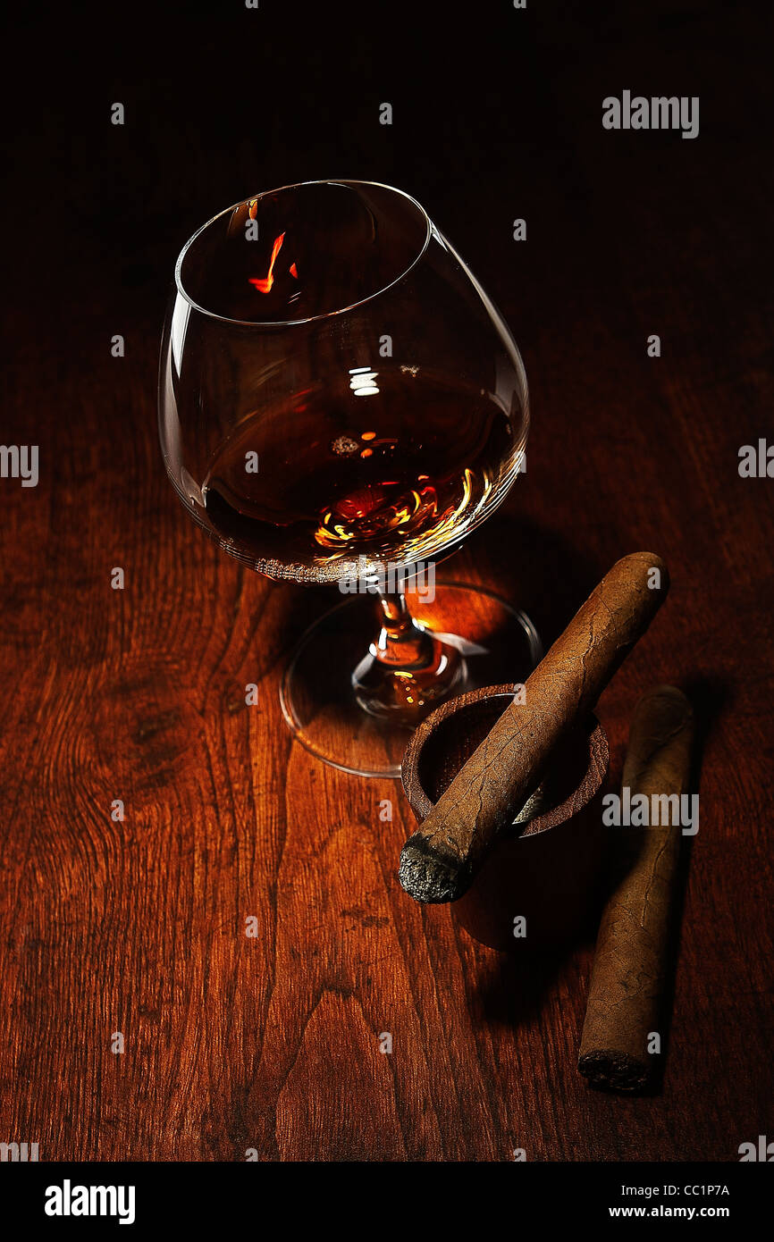 Cigar And Cognac Stock Photo Alamy