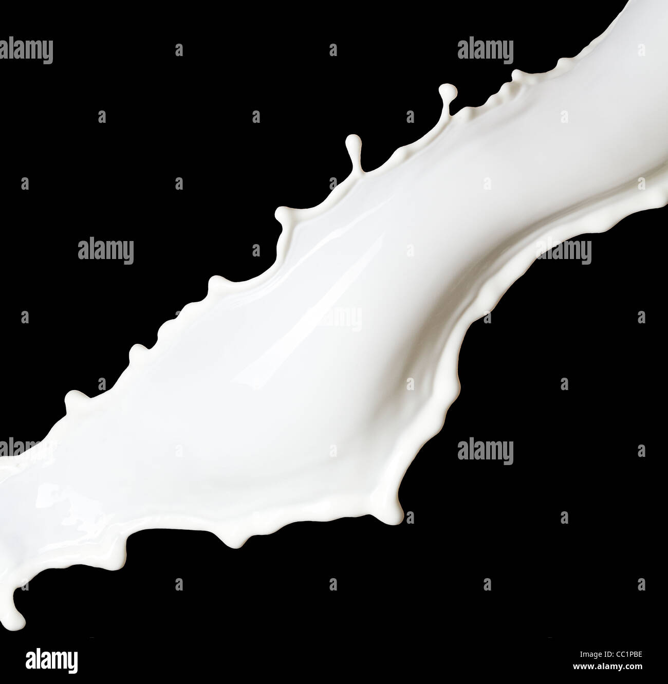 part of Milk splash on black background Stock Photo