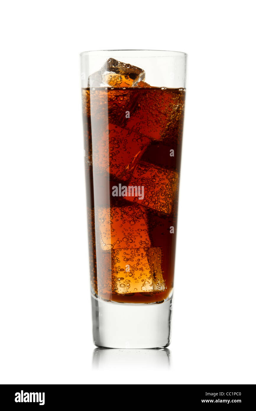 Glass with cola isolated on white Stock Photo - Alamy