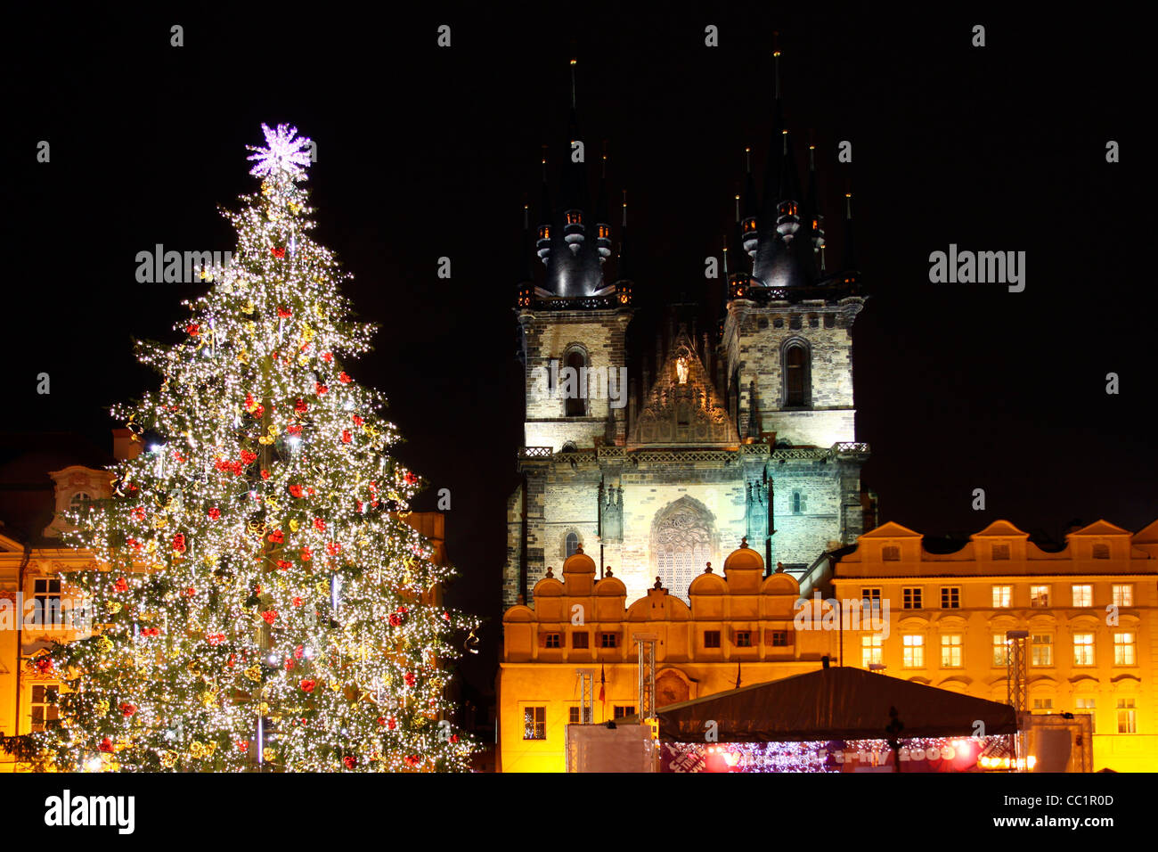 Czech republic - metropolises Prague - Staromestske square with christmas tree Stock Photo