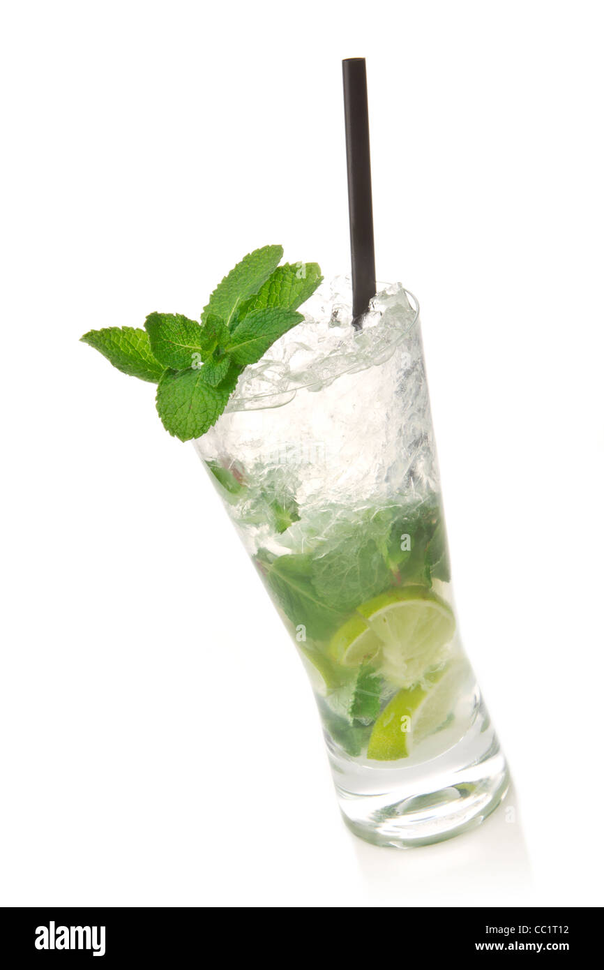Mojito cocktail isolation on a white Stock Photo - Alamy