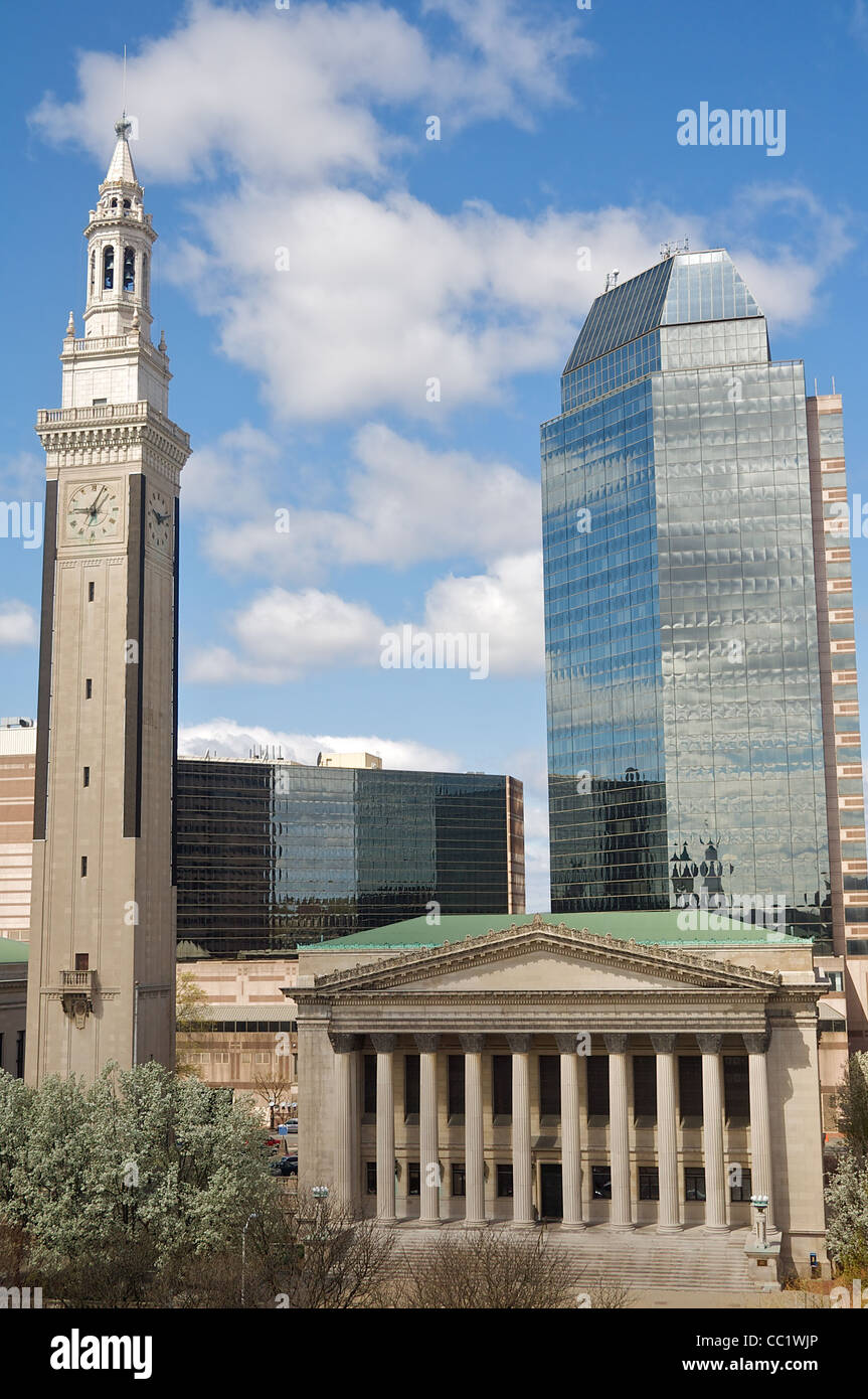 Campanile, City Hall, and Monarch Place. Springfield, Massachusetts, United States Stock Photo