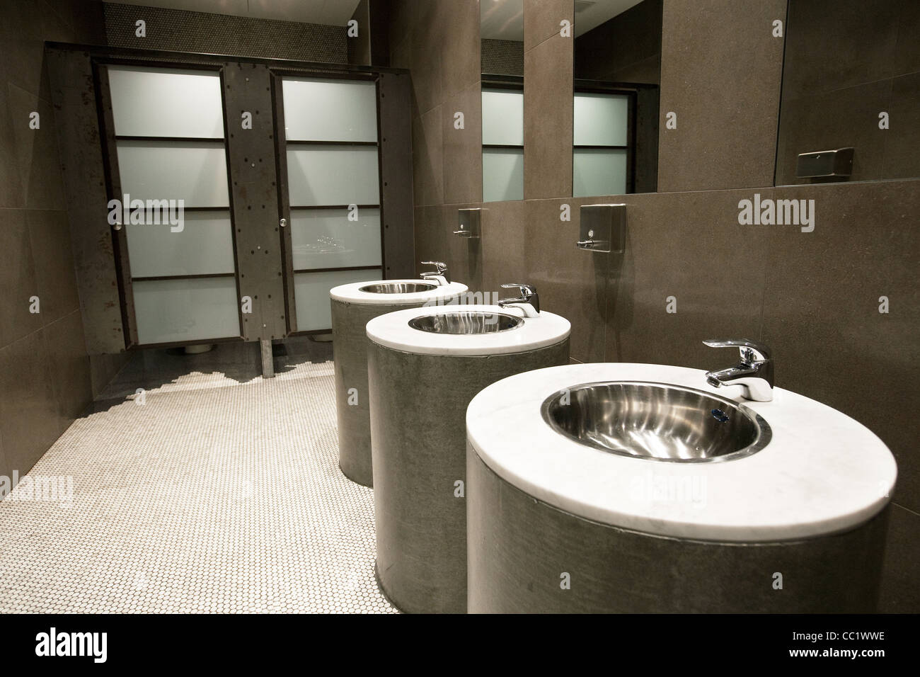 Restroom toilets at The Naked for Satan Bar situated on the famous  Brunswick street strip Melbourne Australia Stock Photo - Alamy