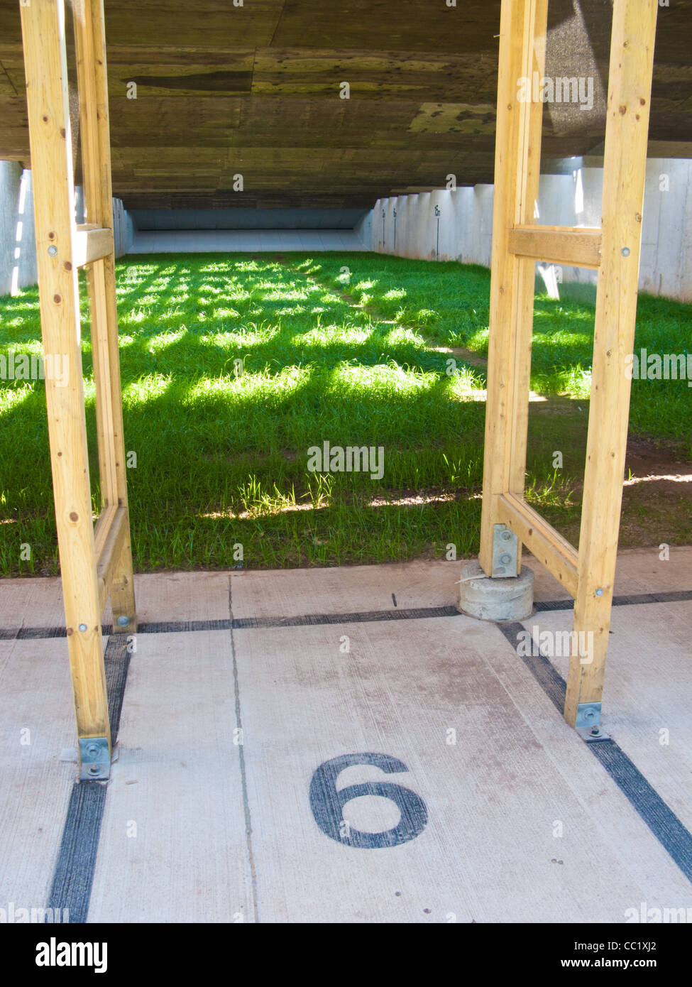 A firing station at a modern outdoor firing range Stock Photo Alamy